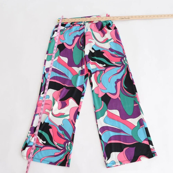 Beach Break Multi Colour  Allover Print Elastic Waist Straight Leg Lounge Pant M - Picture 4 of 10